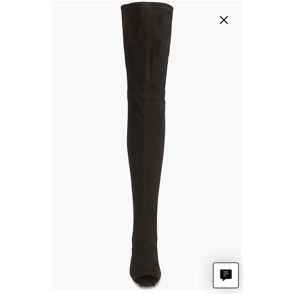 Steve Madden Elliana Peep Toe Over the Knee Boot Heel Black Faux Suede Size 8M - Picture 3 of 11